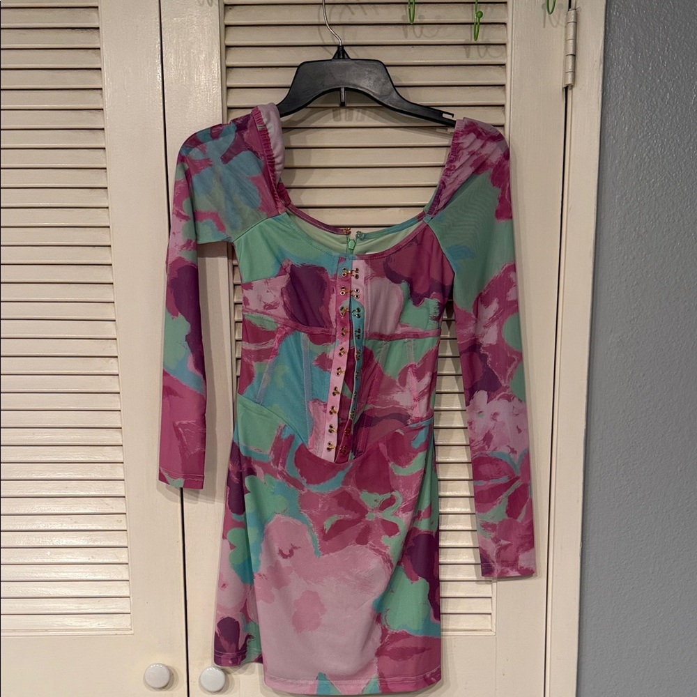 Colorful Floral Long Sleeve Dress